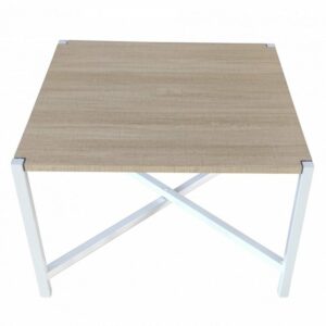 Table Basse KROSS Blanche Plateau Bois Clair