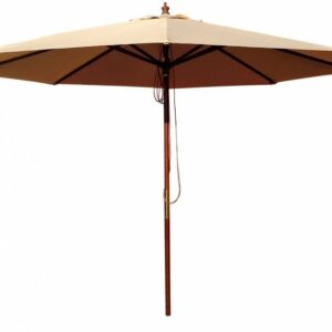 Location parasol rond pied central bois couleur beige diametre 3m